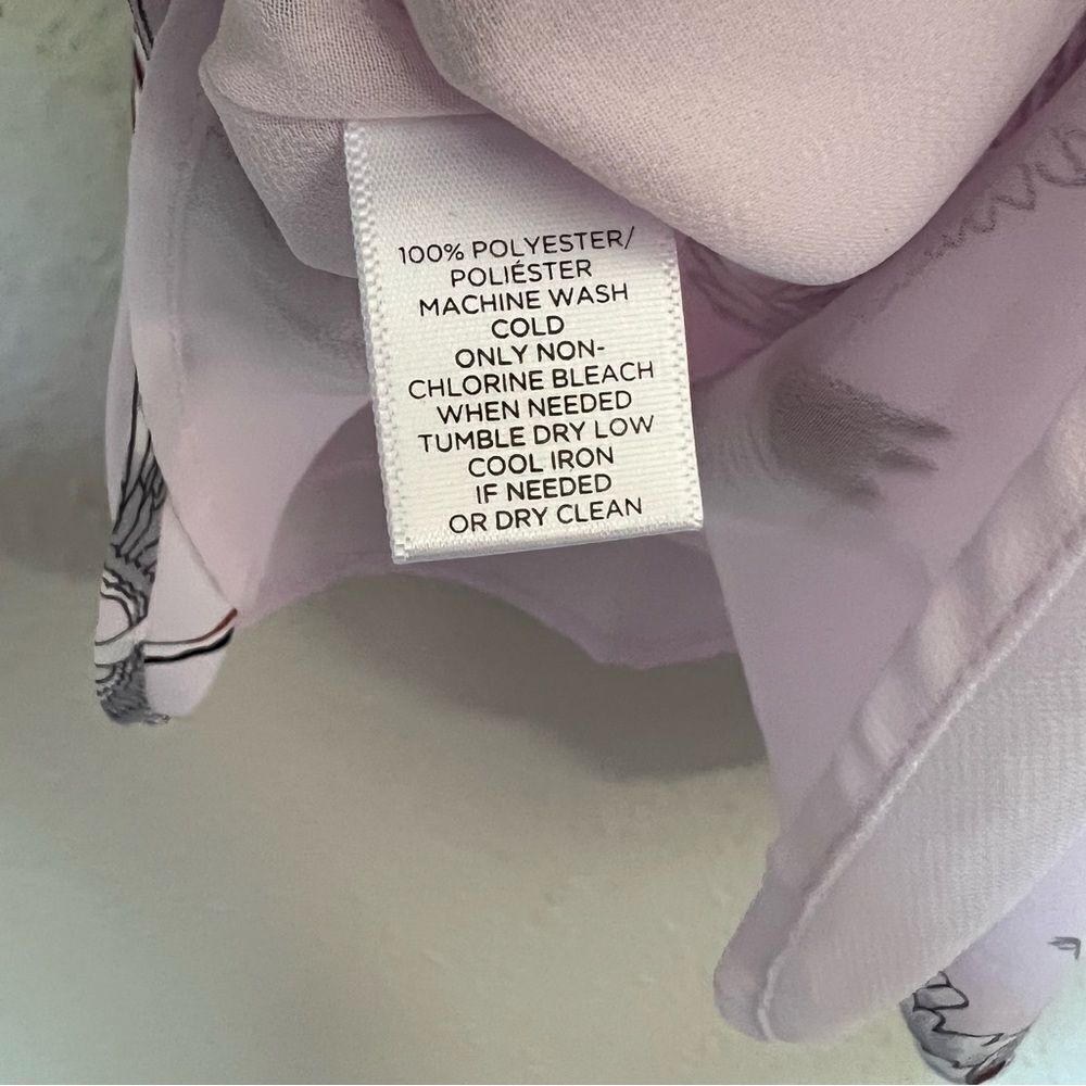 LOFT Crane Print Strappy Cami Blouse in Pink/Lavender Size XS