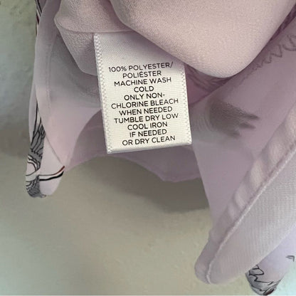 LOFT Crane Print Strappy Cami Blouse in Pink/Lavender Size XS