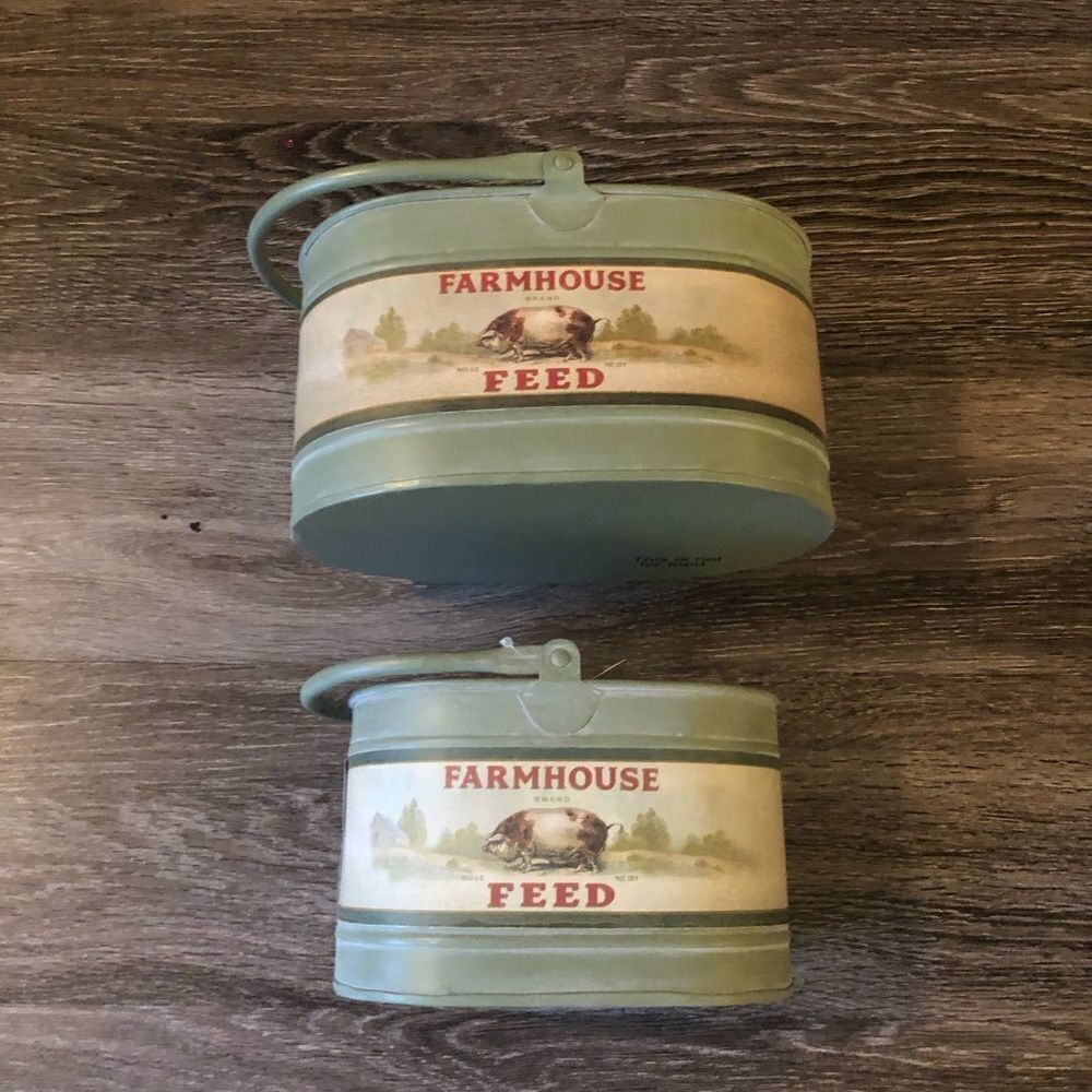 NWT Set of 2 Farm House Container Fall Decor