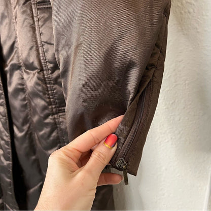 Hilary Radley Puffer Down Coat Size Small Shiny Brown