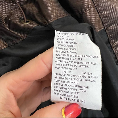 Hilary Radley Puffer Down Coat Size Small Shiny Brown