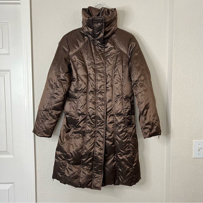 Hilary Radley Puffer Down Coat Size Small Shiny Brown