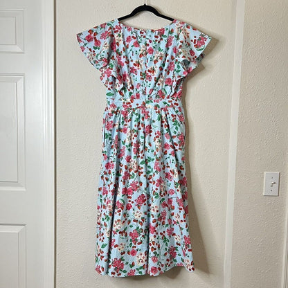 NEW Ann Taylor Strawberry Cherry Flutter Sleeve Flare Midi Dress Size 6 Petites
