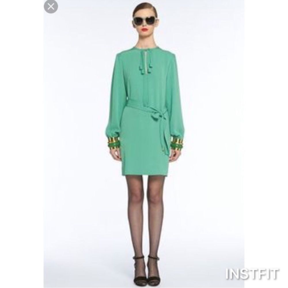 DVF Diane Von Furstenberg Florane Silk Mini Dress Size 8 Long Sleeve Shift