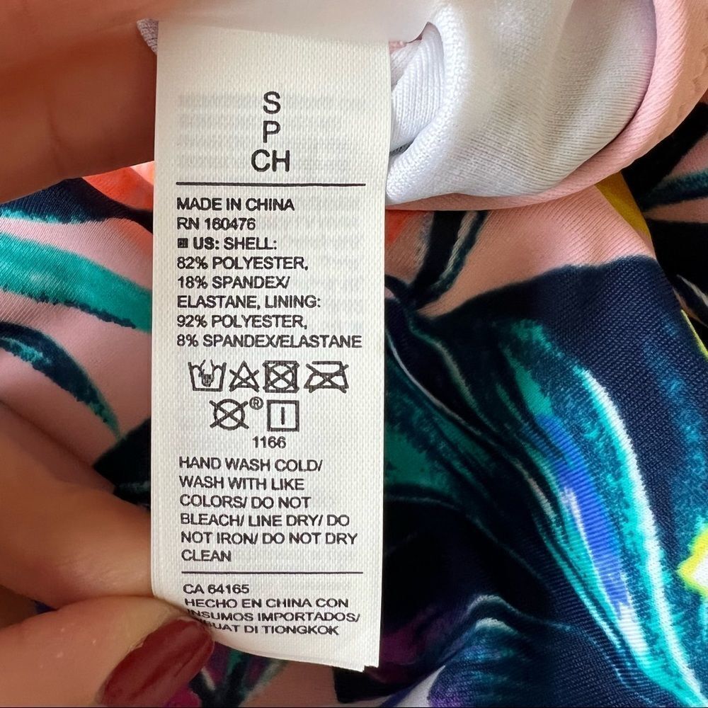 Old Navy Square Neck One Piece Tropical Floral Print Swimsuit Size Small