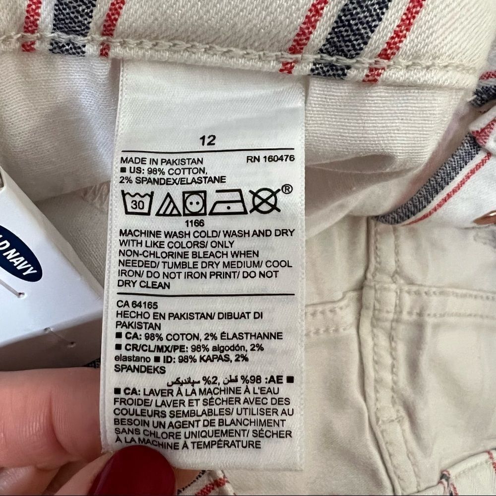 Old Navy Mid Rise Button-Fly Multi-Stripe Jean Shorts Size 12