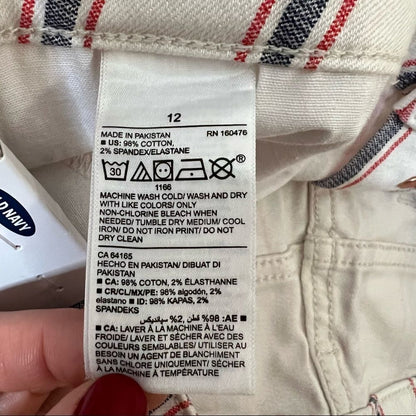 Old Navy Mid Rise Button-Fly Multi-Stripe Jean Shorts Size 12