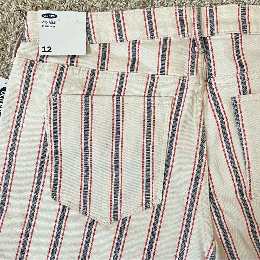 Old Navy Mid Rise Button-Fly Multi-Stripe Jean Shorts Size 12