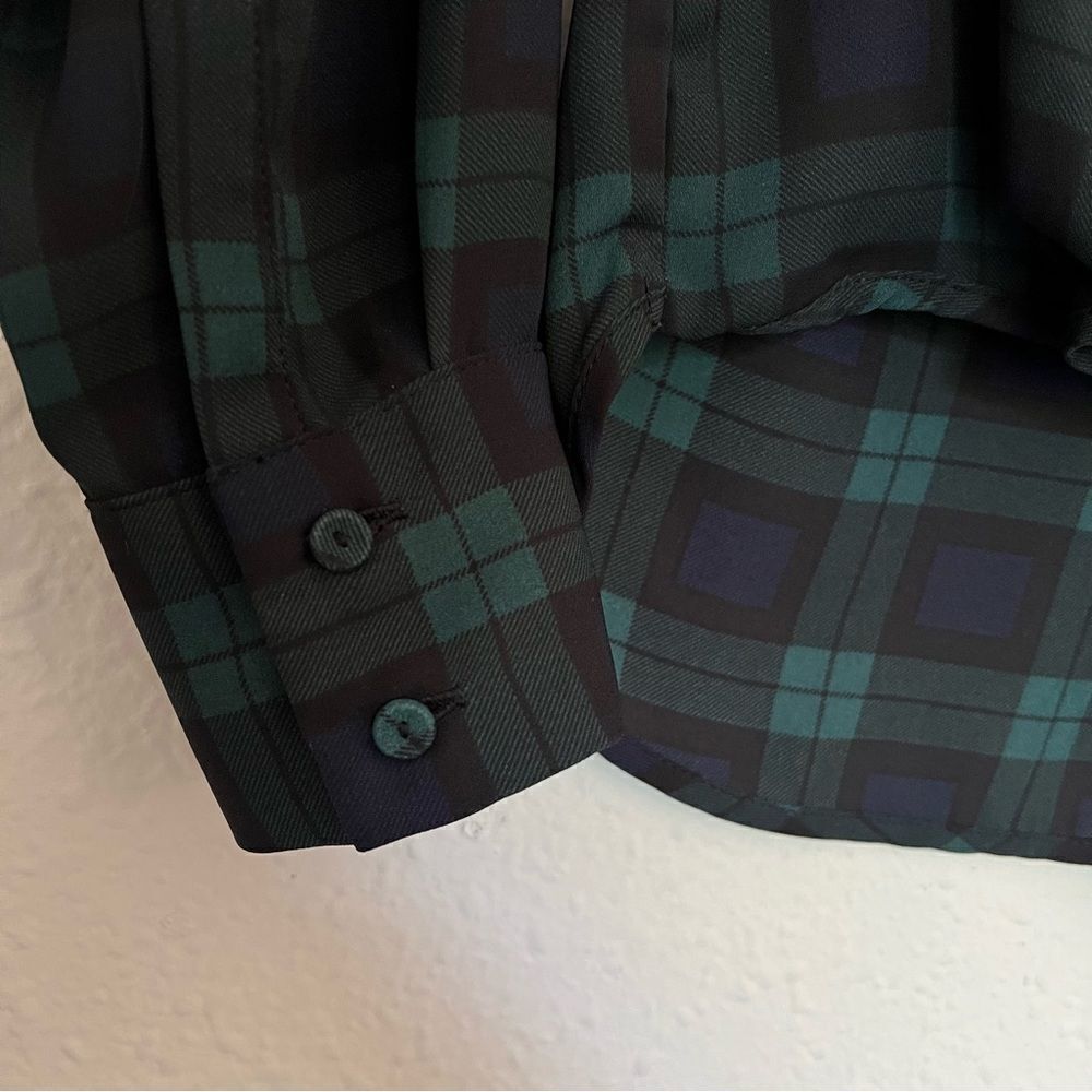 The Limited Tartan Plaid Faux Wrap Long Sleeve Blouse Size Small