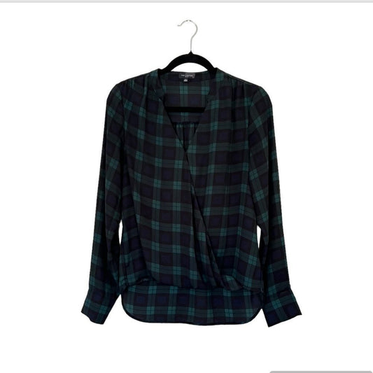 The Limited Tartan Plaid Faux Wrap Long Sleeve Blouse Size Small