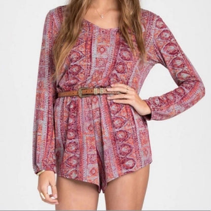 Billabong See the Sun Long Sleeve Bohemian Romper Size Small