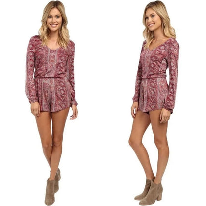 Billabong See the Sun Long Sleeve Bohemian Romper Size Small