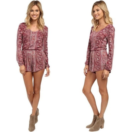 Billabong See the Sun Long Sleeve Bohemian Romper Size Small