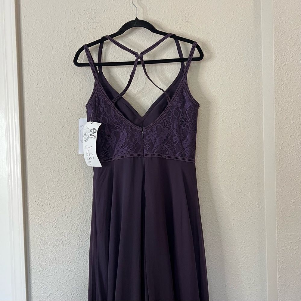 Hayley Paige 5864 Lace Bodice Chiffon A-Line Bridesmaid Maxi Dress Formal Gown