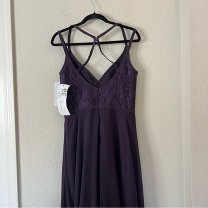 Hayley Paige 5864 Lace Bodice Chiffon A-Line Bridesmaid Maxi Dress Formal Gown
