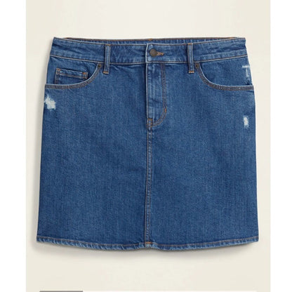 Old Navy Women’s High Waisted Distressed Jean Skirt Size 4