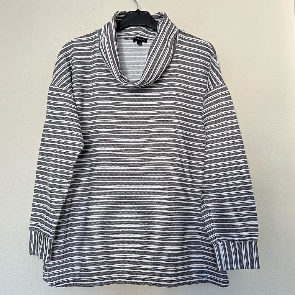 Talbots Womens Cowl Neck Striped Pullover Sweater Size Large