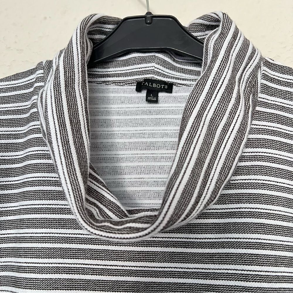 Talbots Womens Cowl Neck Striped Pullover Sweater Size Large
