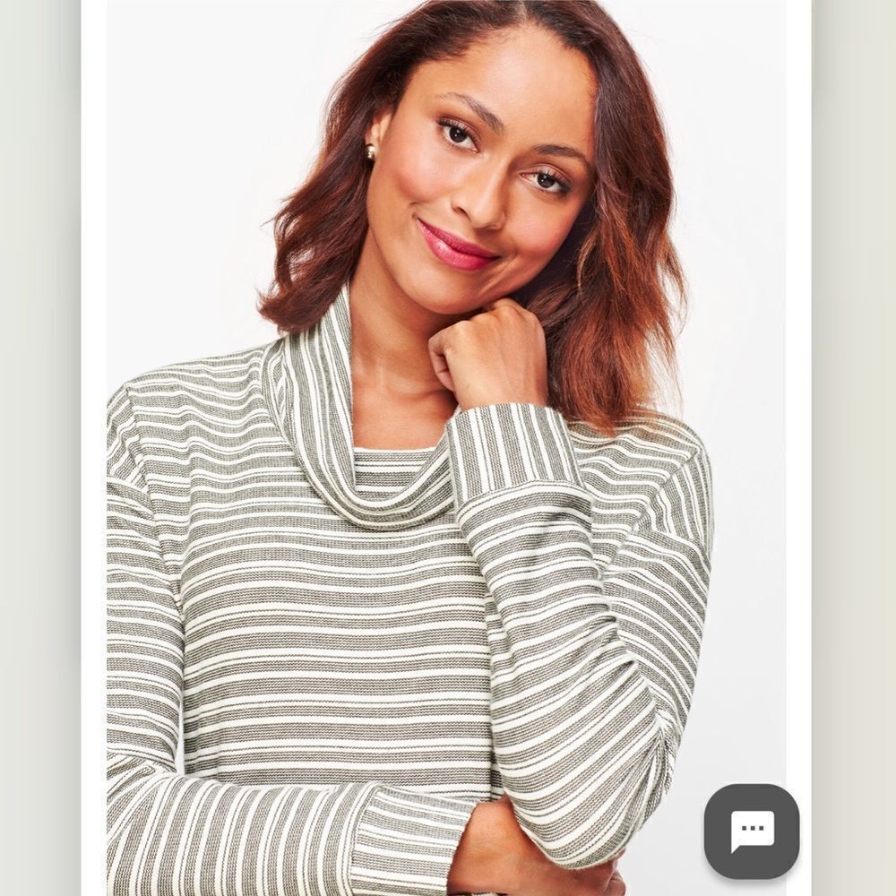 Talbots Womens Cowl Neck Striped Pullover Sweater Size Large