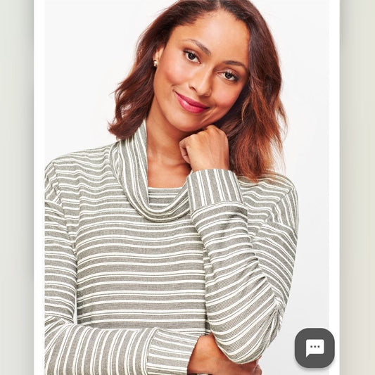 Talbots Womens Cowl Neck Striped Pullover Sweater Size Large