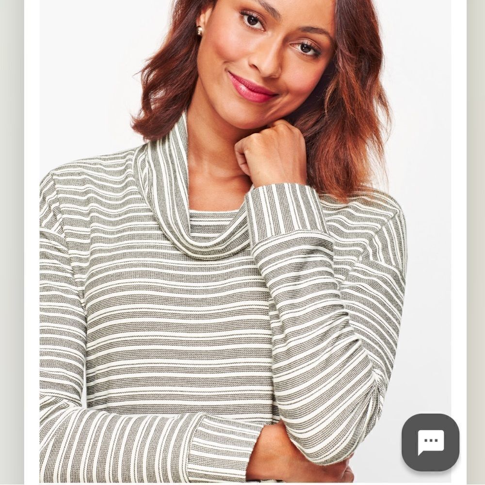 Talbots Womens Cowl Neck Striped Pullover Sweater Size Large