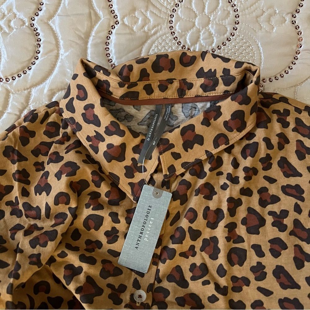 Anthropologie Spotted Pajama Top NEW Size Medium Petites