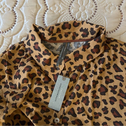 Anthropologie Spotted Pajama Top NEW Size Medium Petites