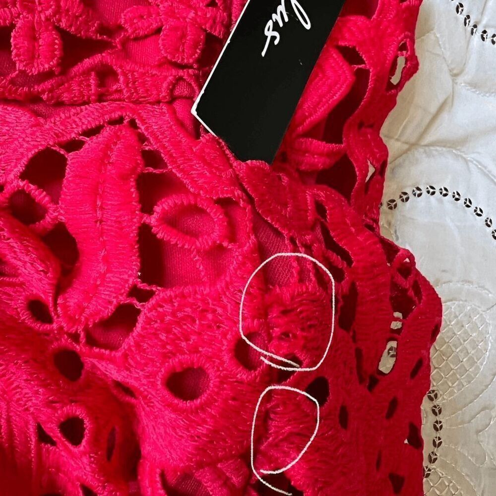 Lulu's Perfect Love Red Lace Eyelet Mini Dress NEW Size Medium