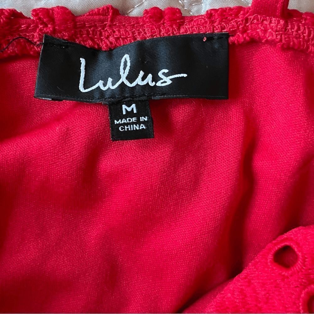 Lulu's Perfect Love Red Lace Eyelet Mini Dress NEW Size Medium