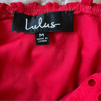 Lulu's Perfect Love Red Lace Eyelet Mini Dress NEW Size Medium