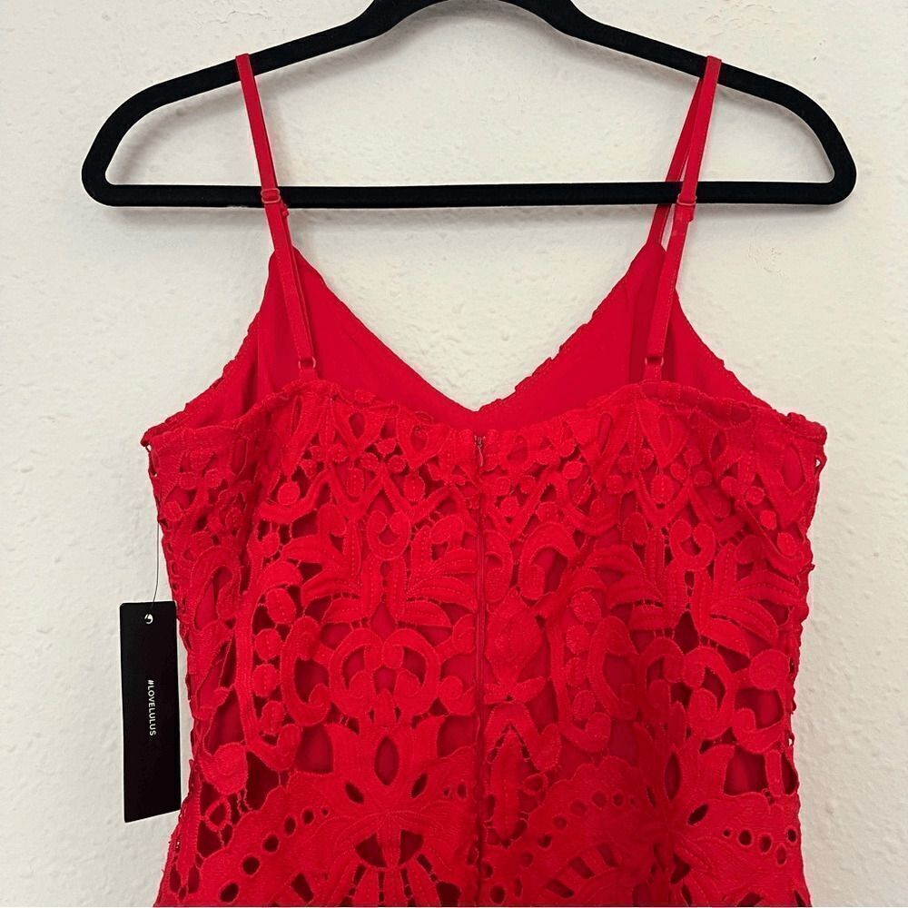 Lulu's Perfect Love Red Lace Eyelet Mini Dress NEW Size Medium