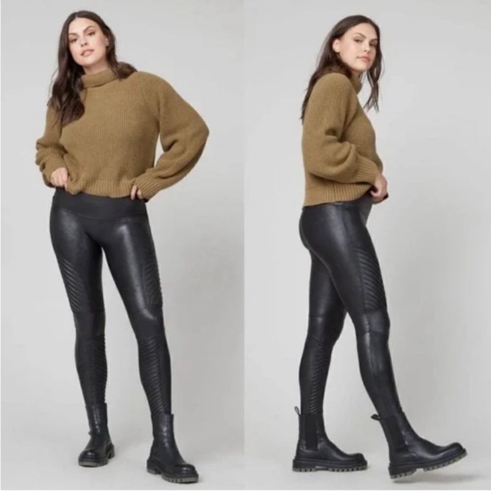 SPANX Faux Leather Moto Leggings Black NEW Plus Size 3X Petite
