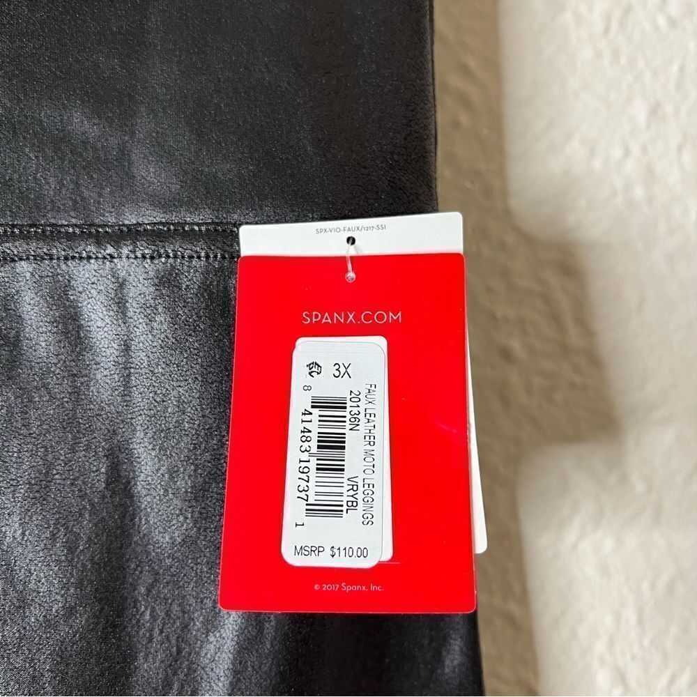 SPANX Faux Leather Moto Leggings Black NEW Plus Size 3X Petite