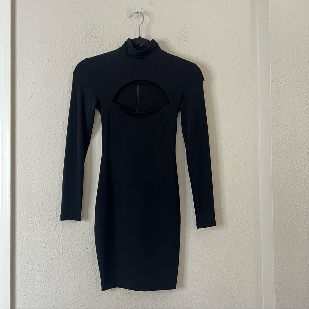 Nookie Charlize Mock Neck Cutout Black Mini Dress Size Small