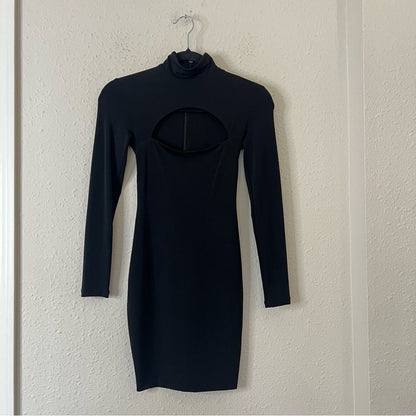 Nookie Charlize Mock Neck Cutout Black Mini Dress Size Small