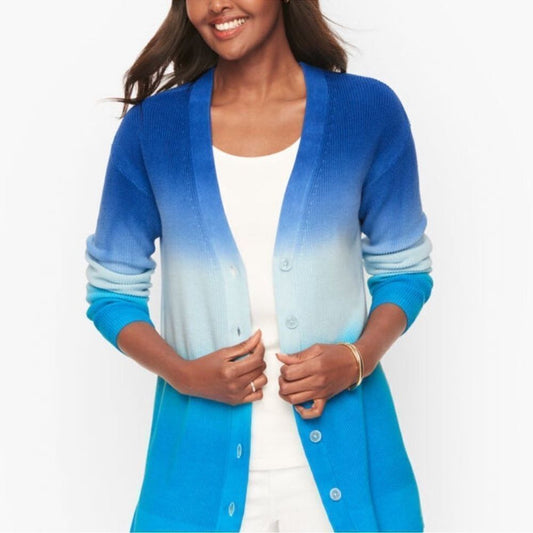 Talbots Ombre Cardigan Sweater in Blue Size XL Petite