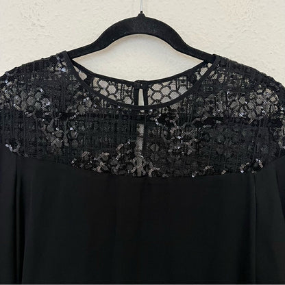 MILLY Sequined 3/4 Bell Sleeve Silk Blend Blouse Size 8