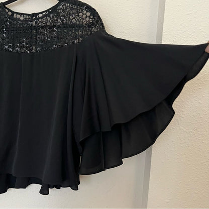 MILLY Sequined 3/4 Bell Sleeve Silk Blend Blouse Size 8