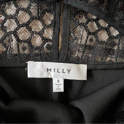 MILLY Sequined 3/4 Bell Sleeve Silk Blend Blouse Size 8