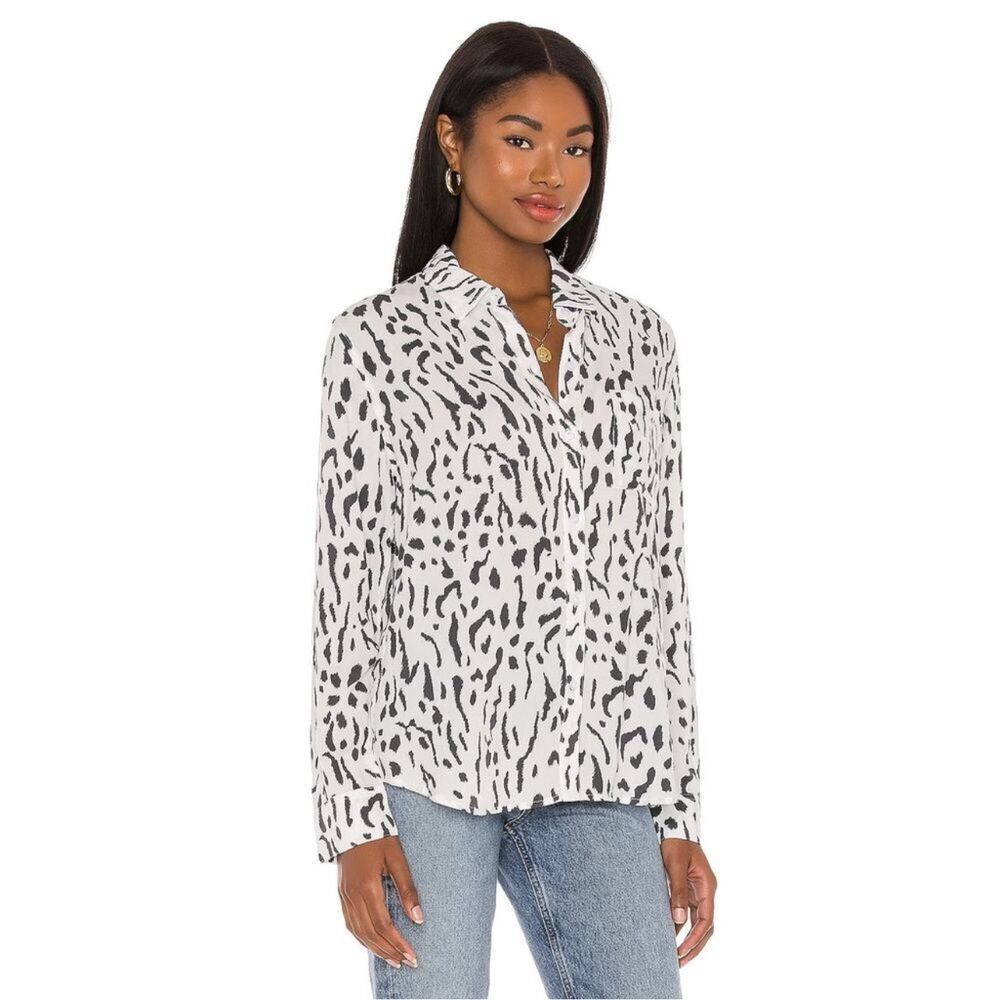 Rails Rocsi Shirt Ivory Cheetah REVOLVE Button Down Size XL Long Sleeve