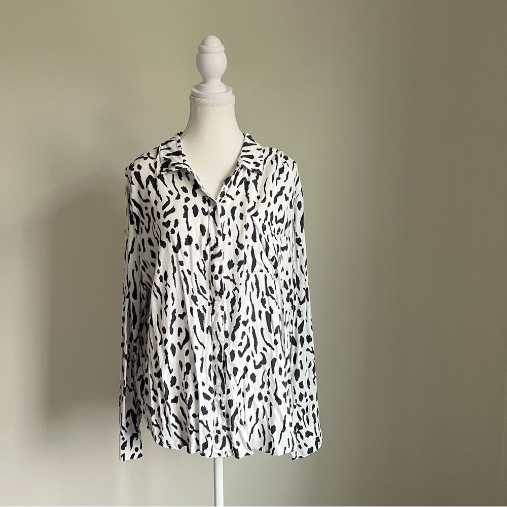 Rails Rocsi Shirt Ivory Cheetah REVOLVE Button Down Size XL Long Sleeve