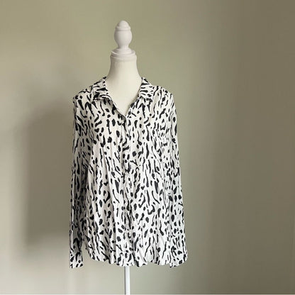 Rails Rocsi Shirt Ivory Cheetah REVOLVE Button Down Size XL Long Sleeve