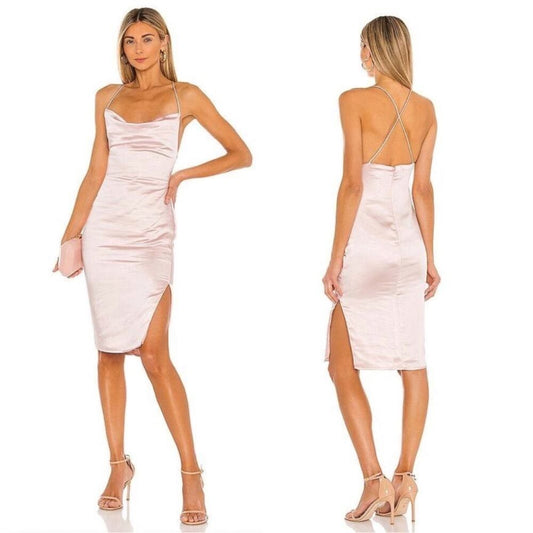 Revolve Superdown Billie Drape Midi Dress in Blush NEW Size Small