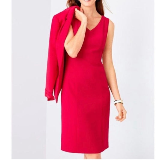 TALBOTS Red Sleeveless Ponte Sheath Dress Size 6