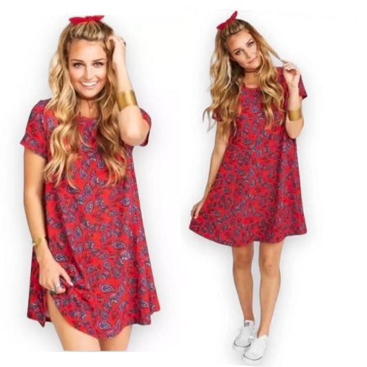 Show Me Your MuMu Nicks Babydoll Mini Dress Red Paisley Size Medium