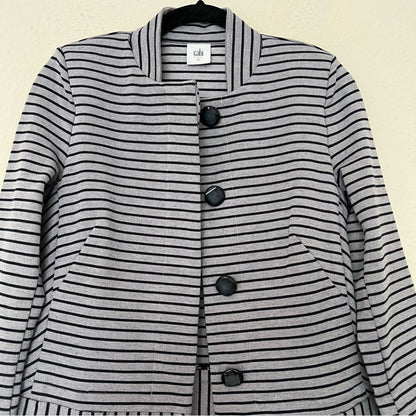 CABI Navy Blue Dappled Stripe Car Coat Jacket Size XS