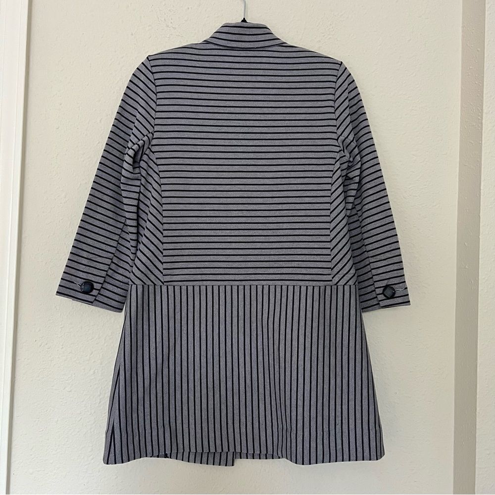 CABI Navy Blue Dappled Stripe Car Coat Jacket Size XS