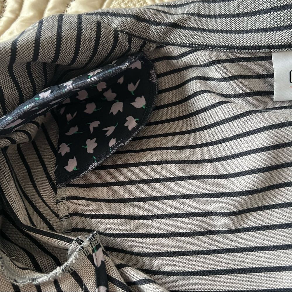 CABI Navy Blue Dappled Stripe Car Coat Jacket Size XS