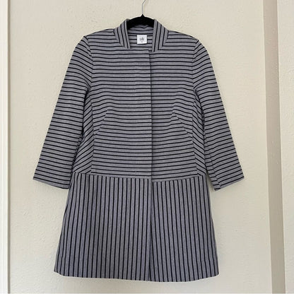 CABI Navy Blue Dappled Stripe Car Coat Jacket Size XS