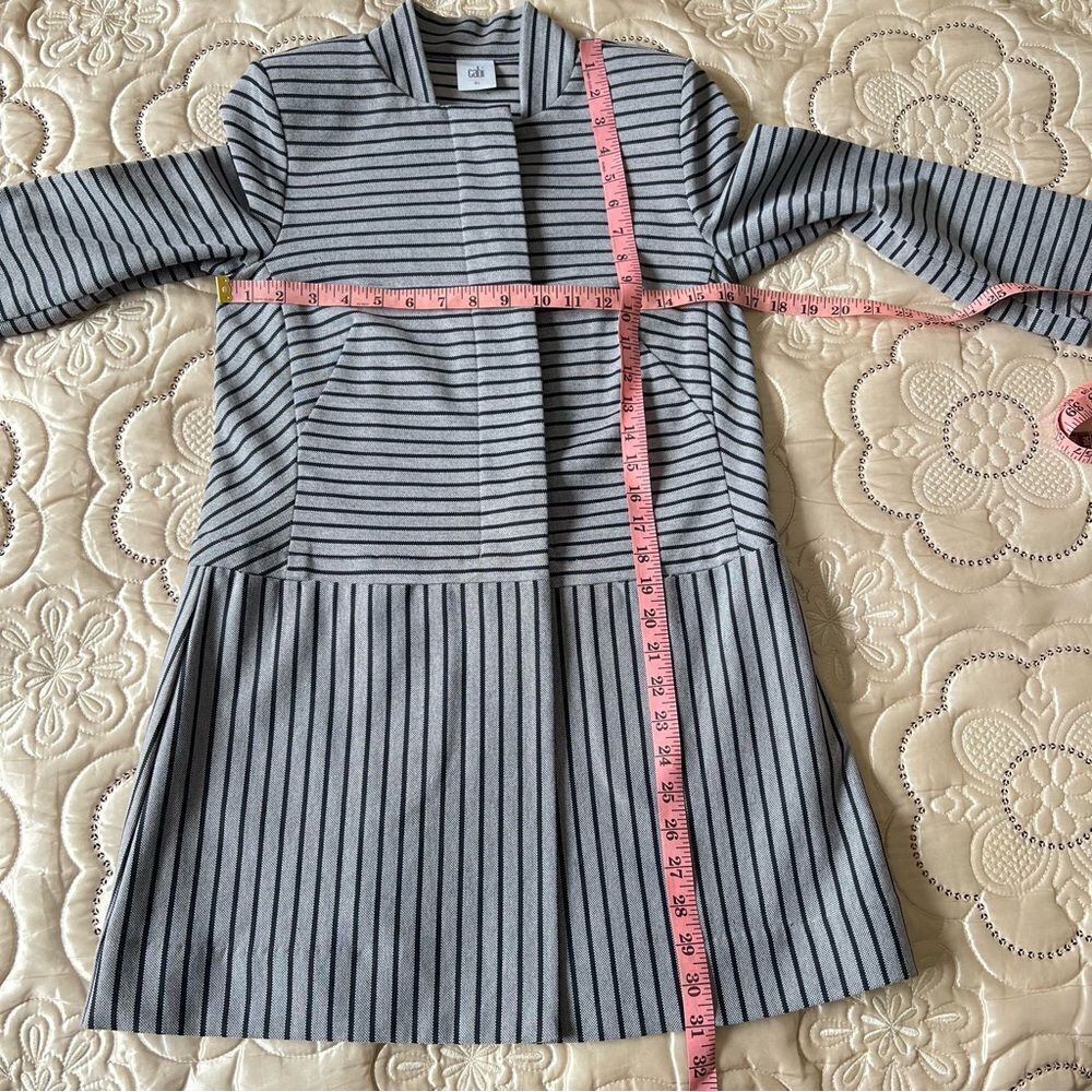 CABI Navy Blue Dappled Stripe Car Coat Jacket Size XS